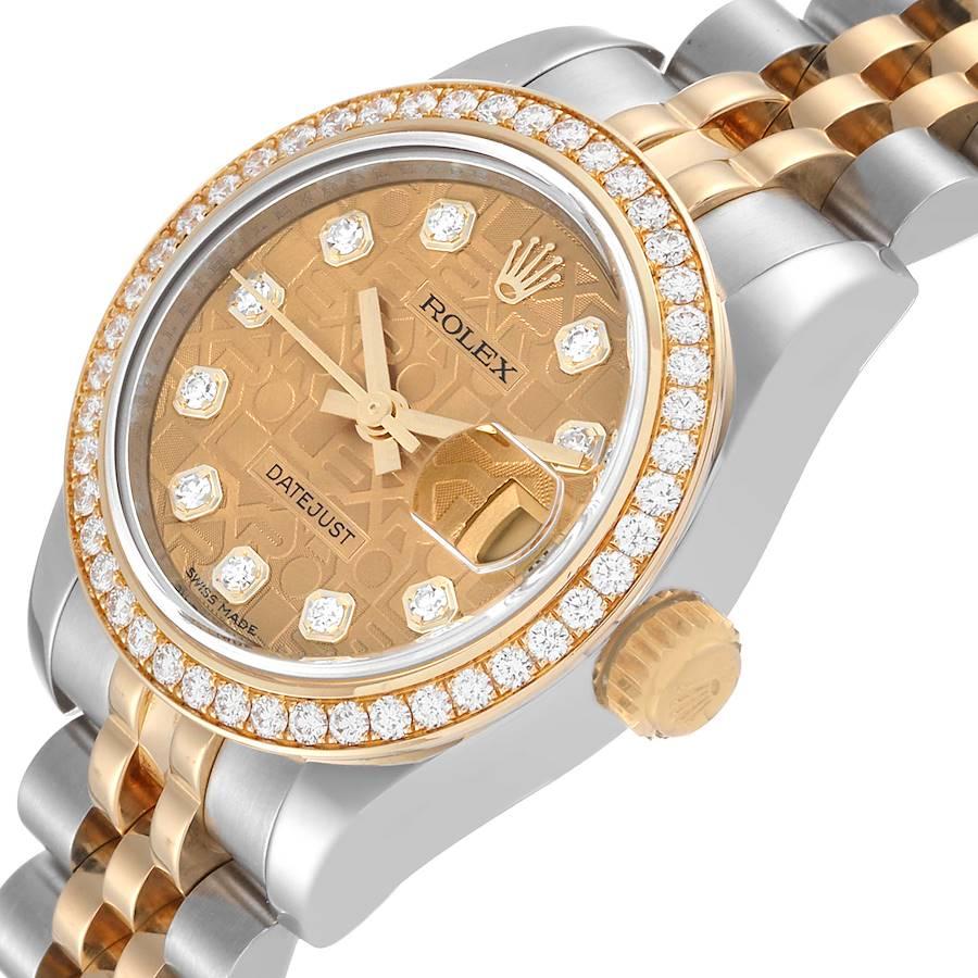 Women's Rolex Datejust 26 Steel Yellow Gold Diamond Bezel Ladies Watch 179383