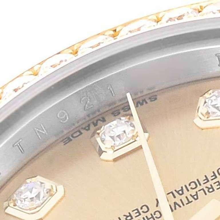 Rolex Datejust 26 Steel Yellow Gold Diamond Bezel Ladies Watch 179383 In Excellent Condition In Atlanta, GA