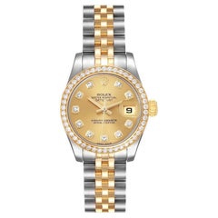 Rolex Datejust 26 Steel Yellow Gold Diamond Bezel Ladies Watch 179383