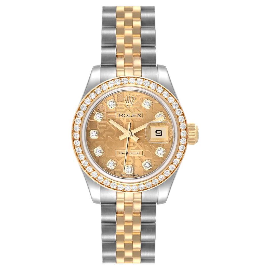 Rolex Datejust 26 Steel Yellow Gold Diamond Bezel Ladies Watch 179383
