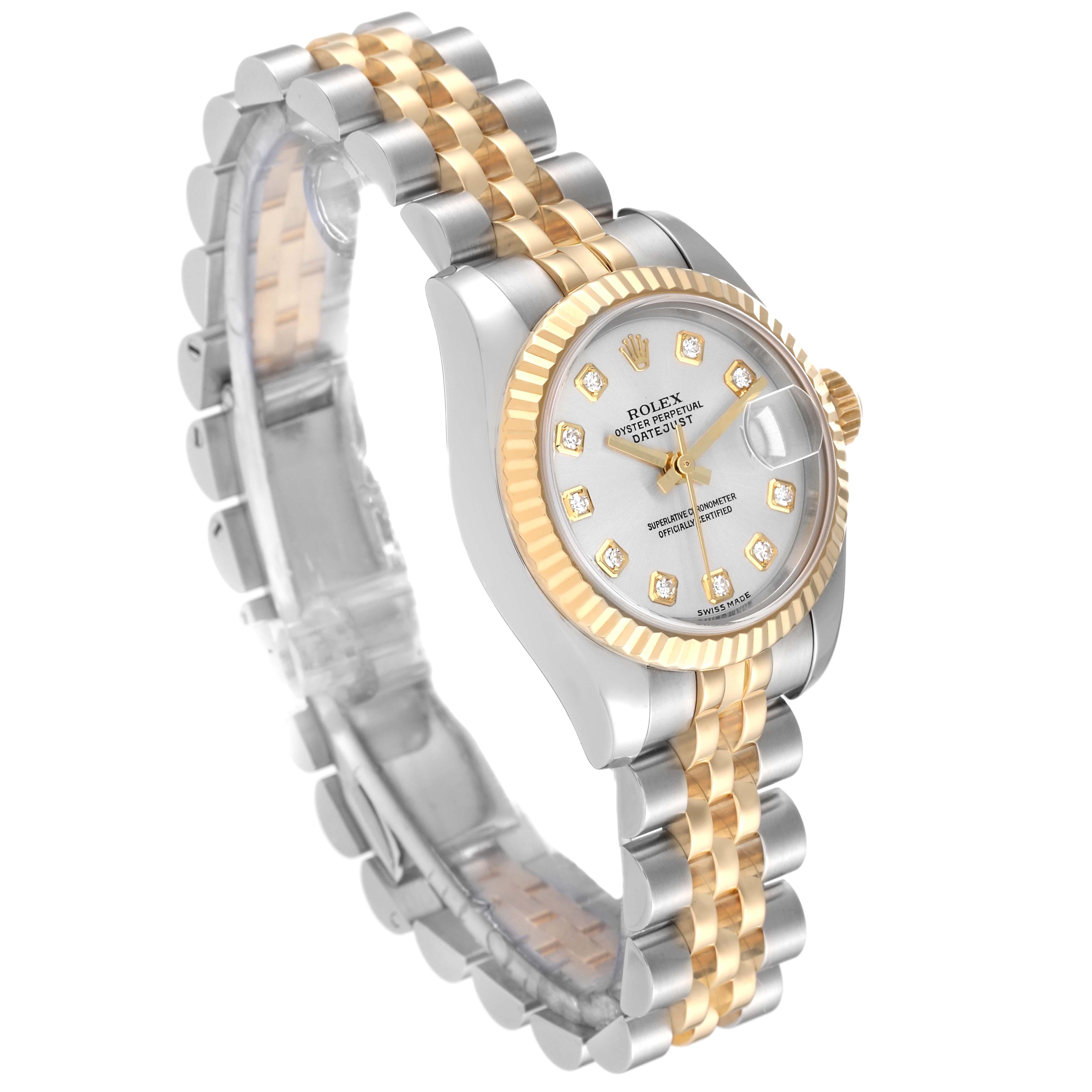 Rolex Montre Datejust 26 en acier avec cadran en or jaune et diamants, pour femmes 179173 en vente 6