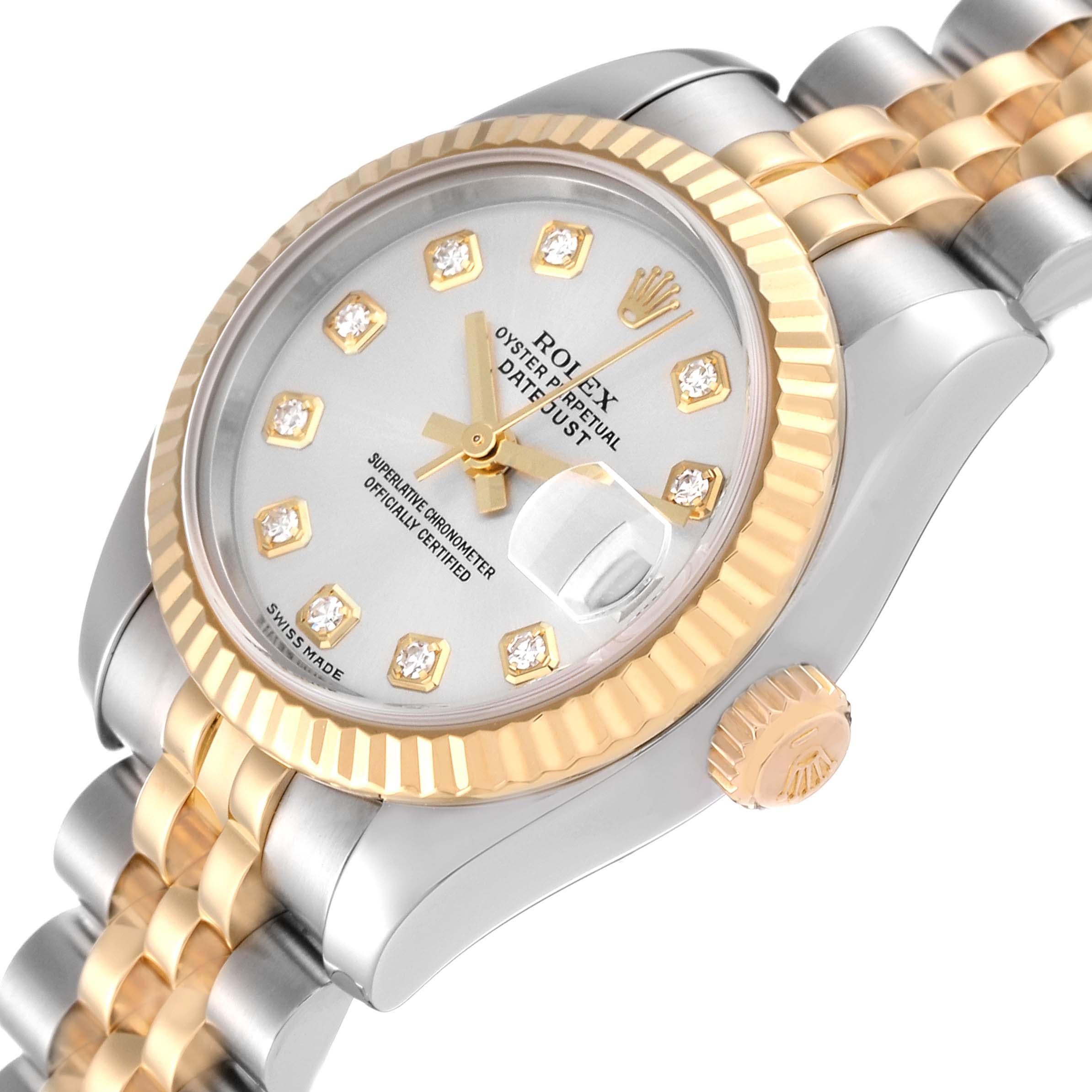 Rolex Montre Datejust 26 en acier avec cadran en or jaune et diamants, pour femmes 179173 en vente 1