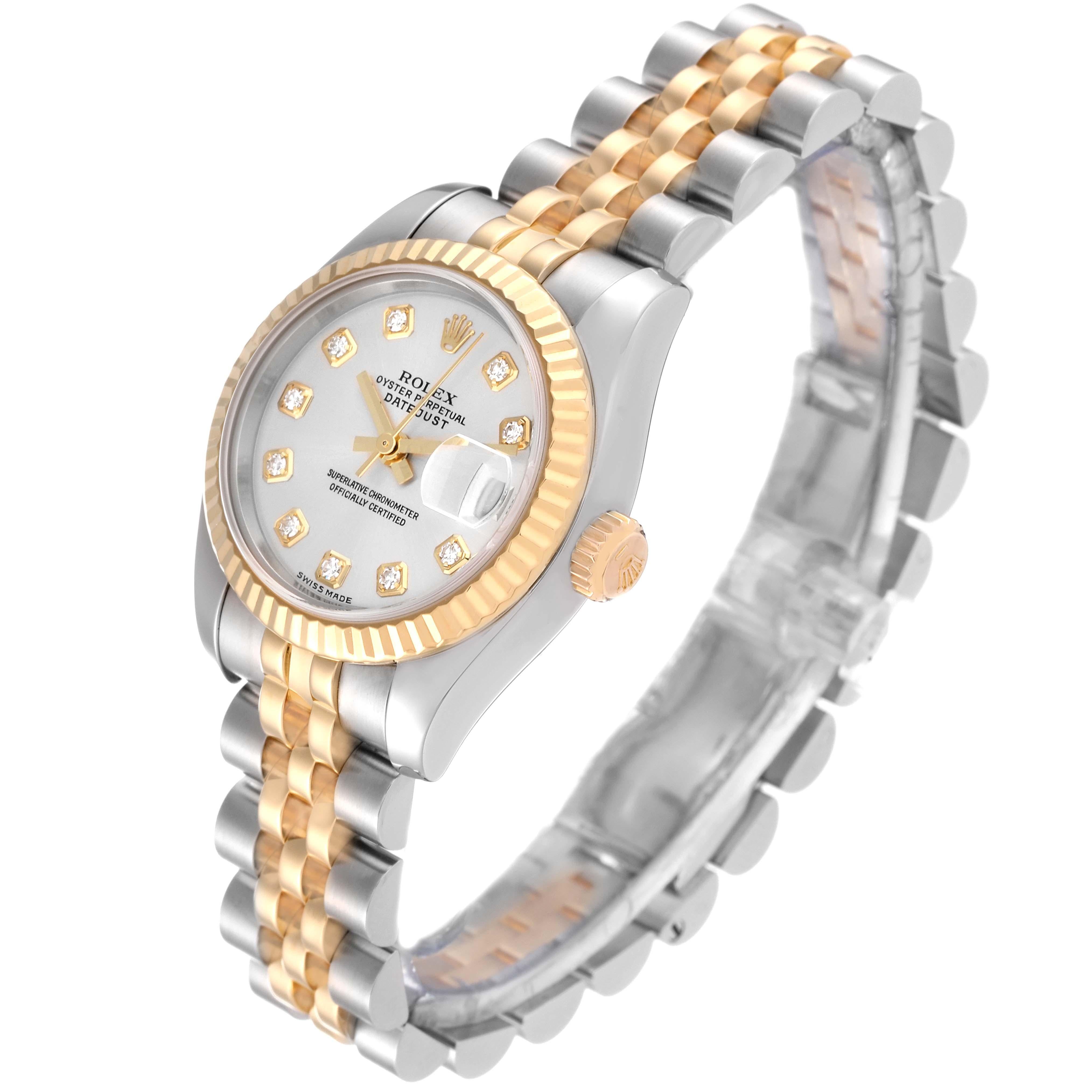 Rolex Montre Datejust 26 en acier avec cadran en or jaune et diamants, pour femmes 179173 en vente 3