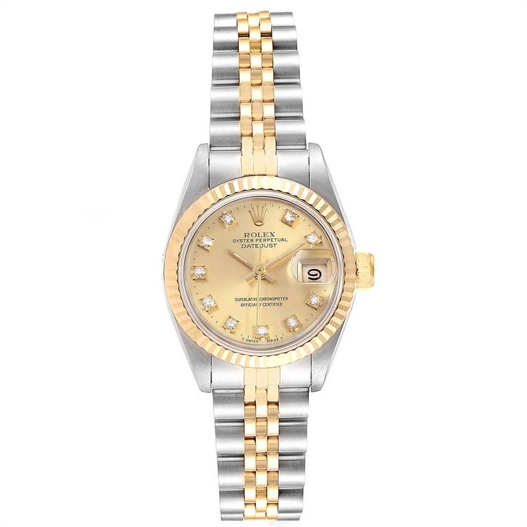 Rolex Datejust 26 Steel Yellow Gold Diamond Dial Ladies Watch 69173 For  Sale at 1stDibs