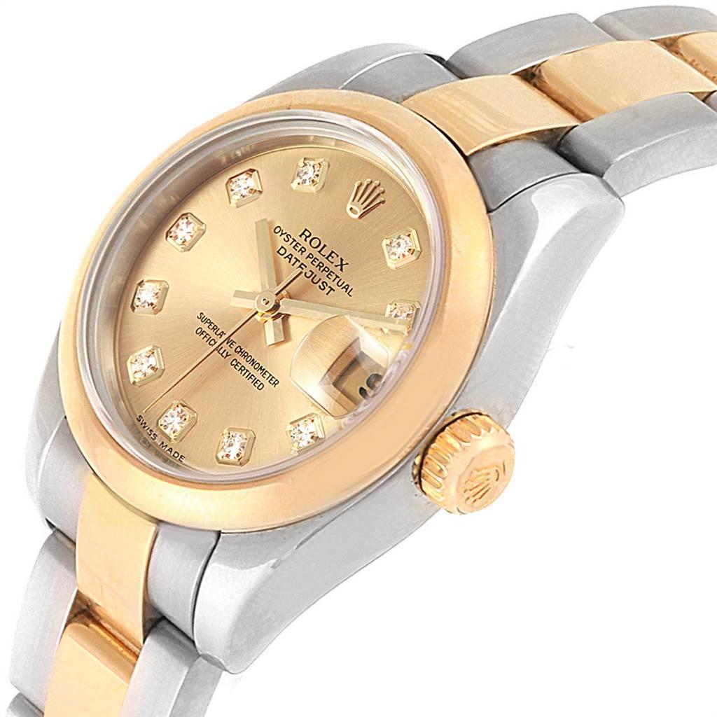Women's Rolex Datejust 26 Steel Yellow Gold Diamond Ladies Watch 179163