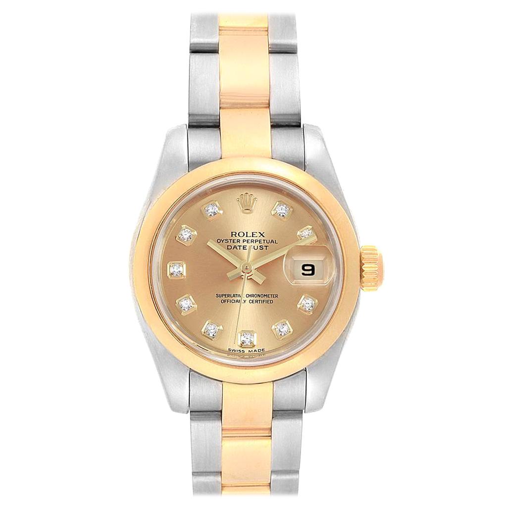 Rolex Datejust 26 Steel Yellow Gold Diamond Ladies Watch 179163