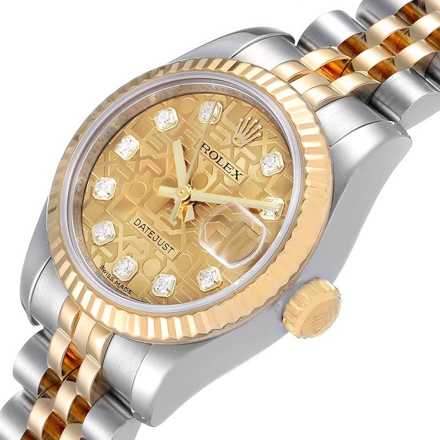 Rolex Datejust 26 Steel Yellow Gold Diamond Ladies Watch 179173 Box Card 1