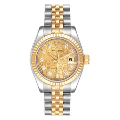 Rolex Datejust 26 Steel Yellow Gold Diamond Ladies Watch 179173 Box Card