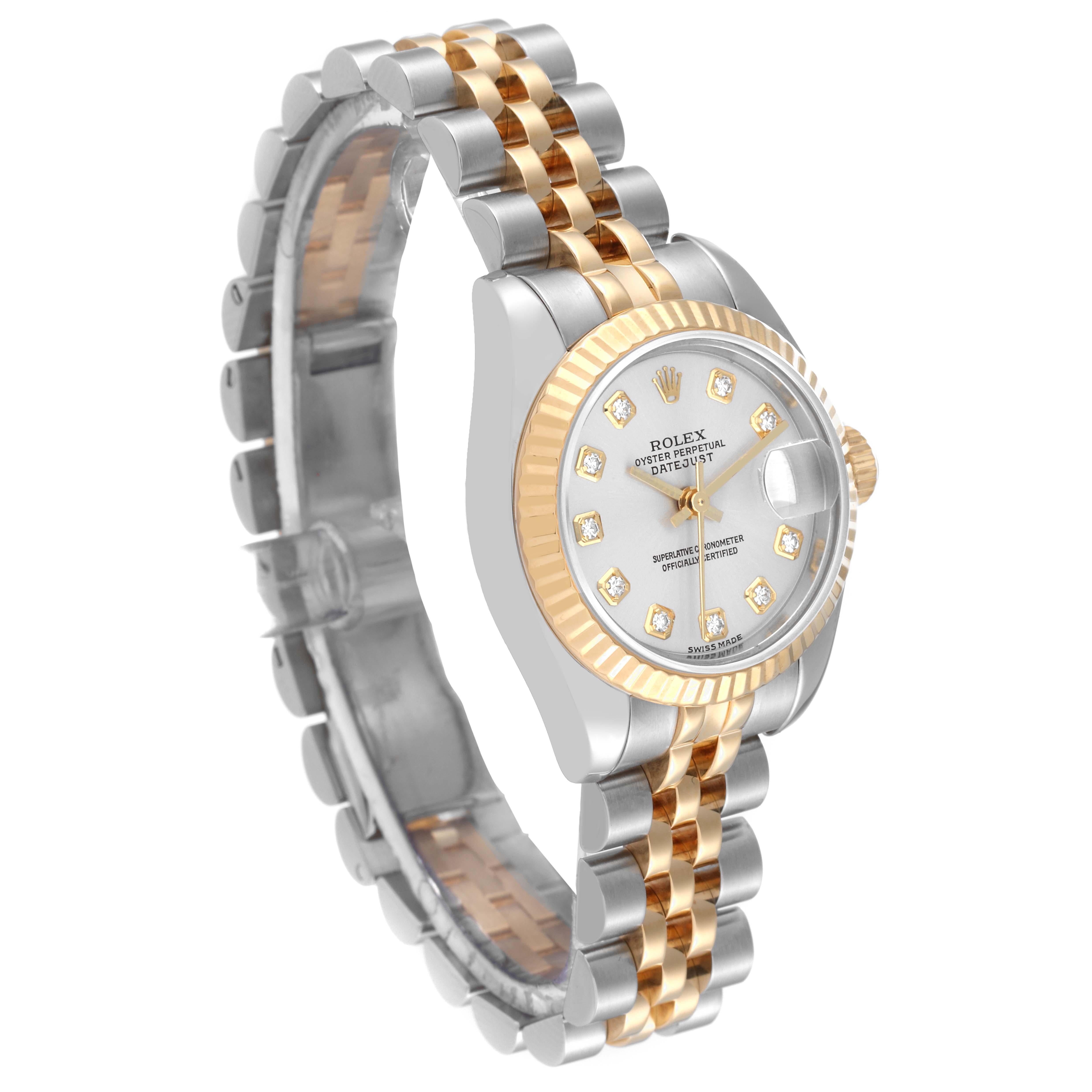 Rolex Datejust 26 Steel Yellow Gold Diamond Ladies Watch 179173 In Excellent Condition For Sale In Atlanta, GA