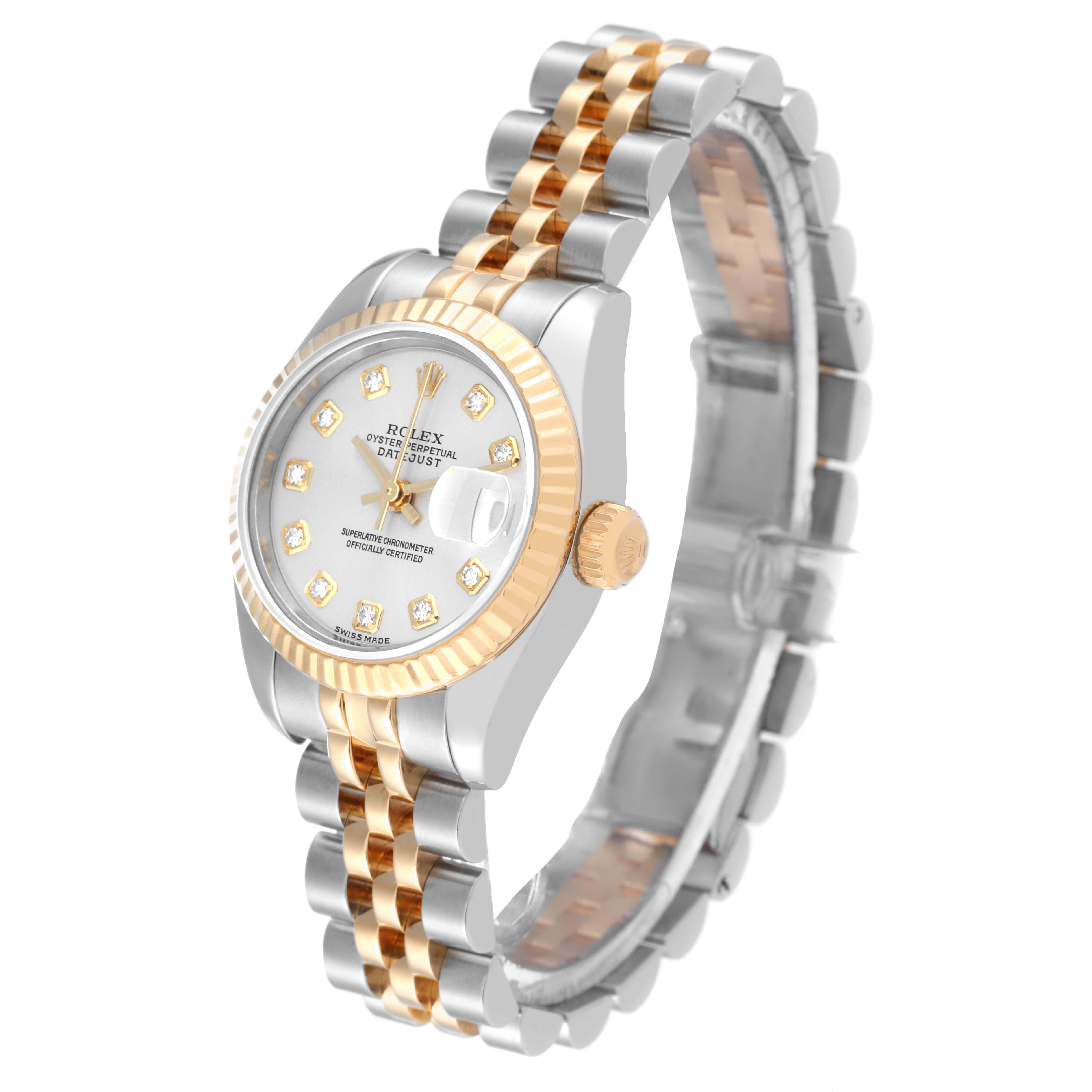 Women's Rolex Datejust 26 Steel Yellow Gold Diamond Ladies Watch 179173 For Sale
