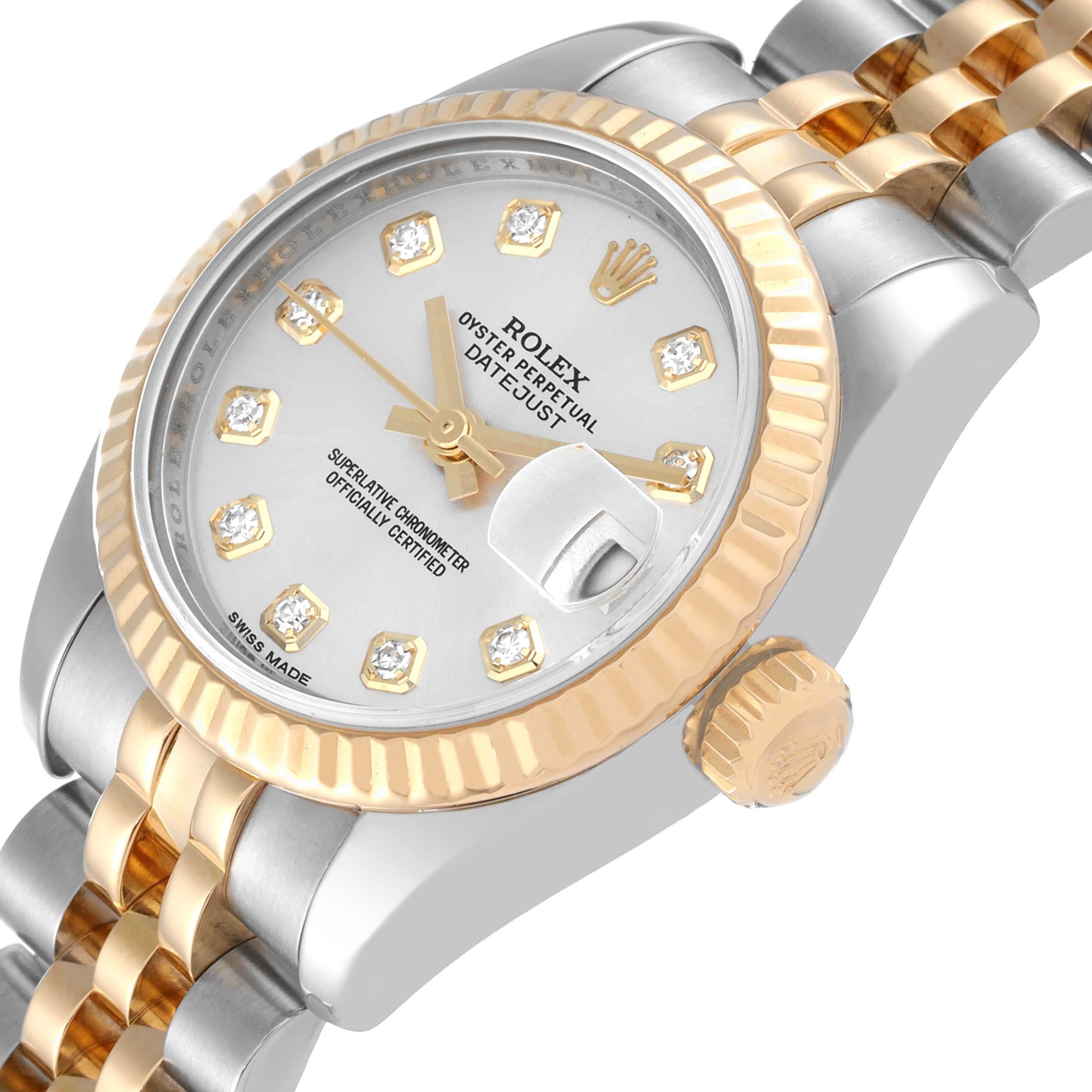 Rolex Datejust 26 Steel Yellow Gold Diamond Ladies Watch 179173 1