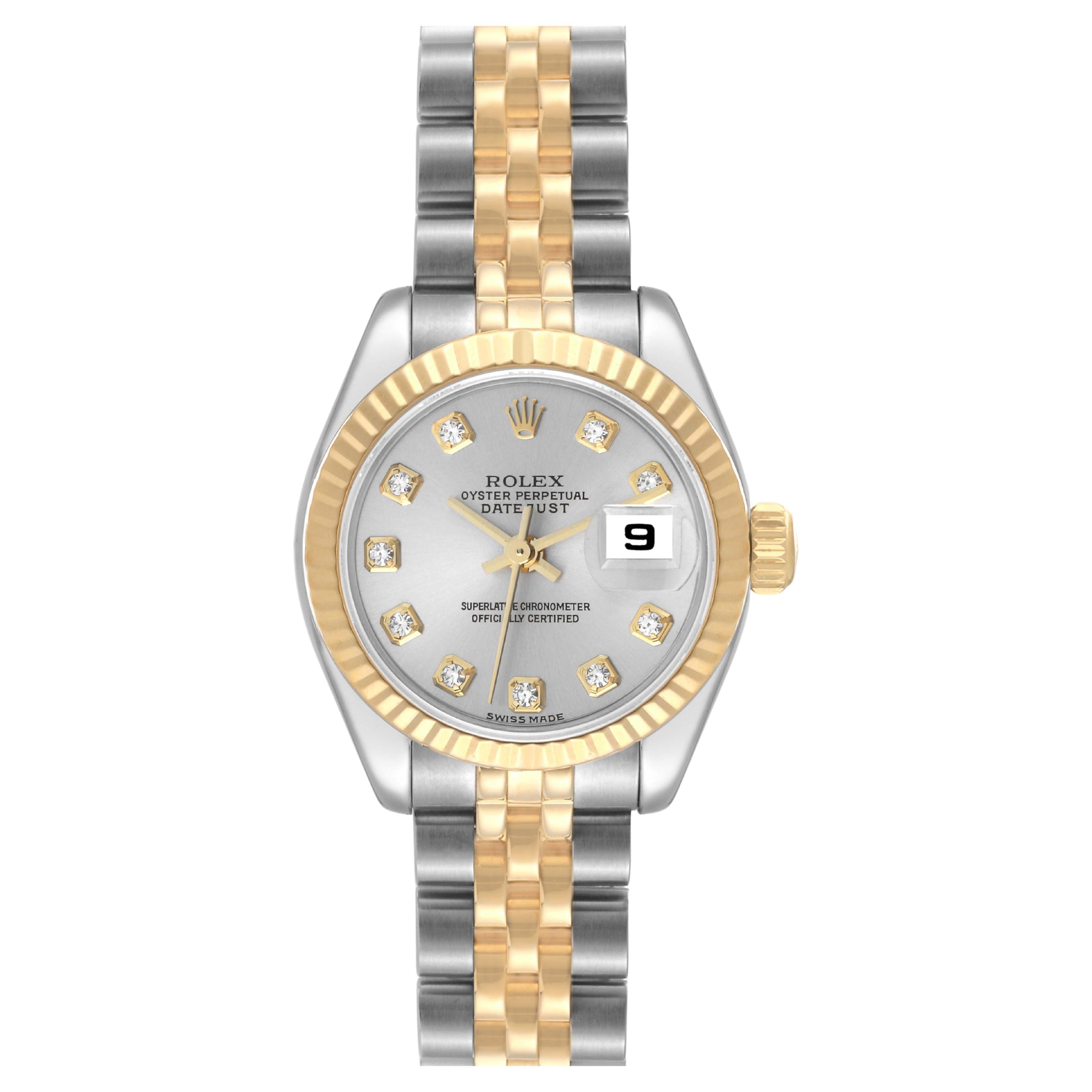 Rolex Datejust 26 Steel Yellow Gold Diamond Ladies Watch 179173 For Sale
