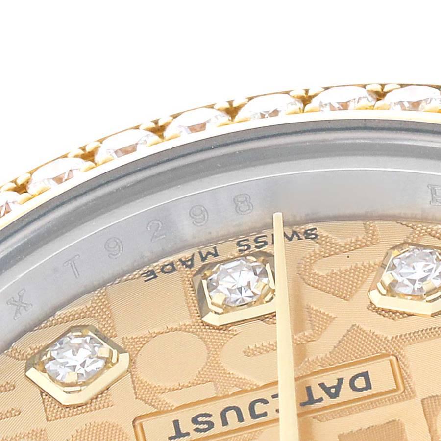 Rolex Datejust Steel Yellow Gold Diamond Ladies Watch 179383 In Excellent Condition In Atlanta, GA