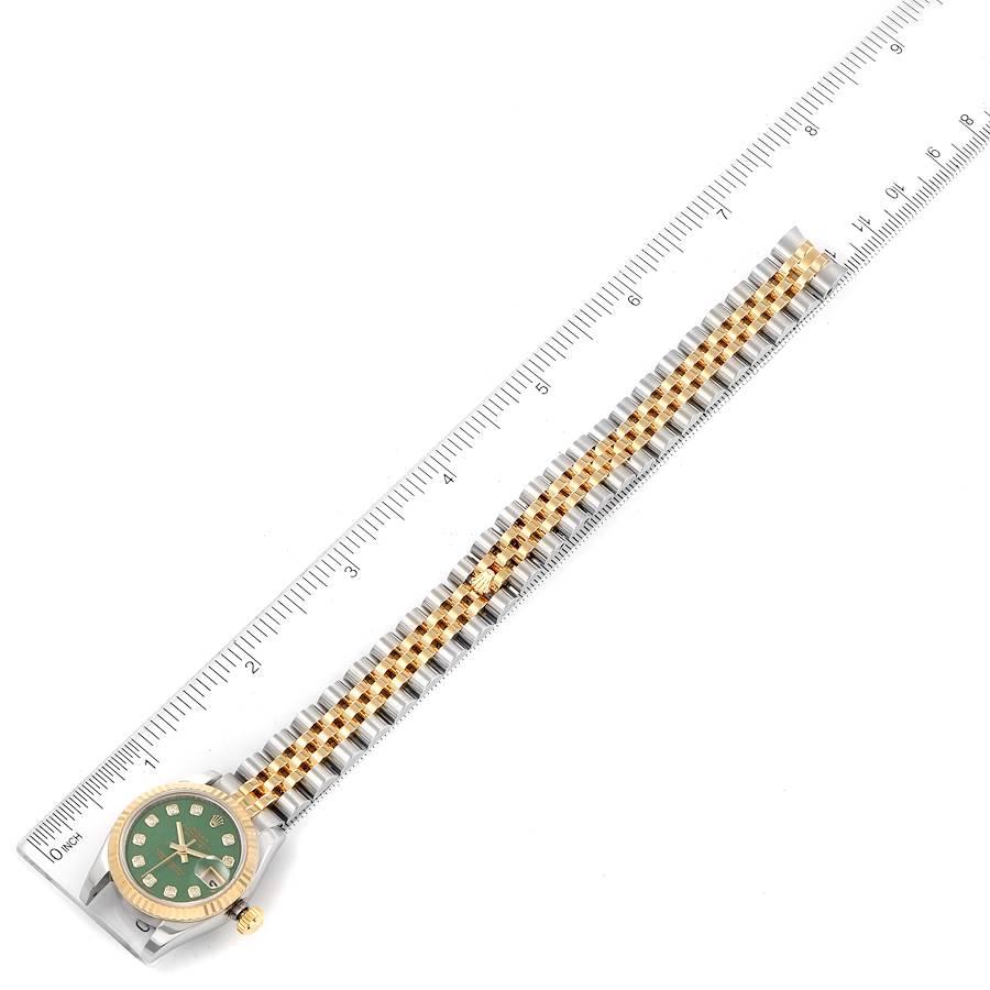 Rolex Datejust 26 Stahl Gelbgold Jade Diamant Zifferblatt Uhr 179173 Box Karte im Angebot 7
