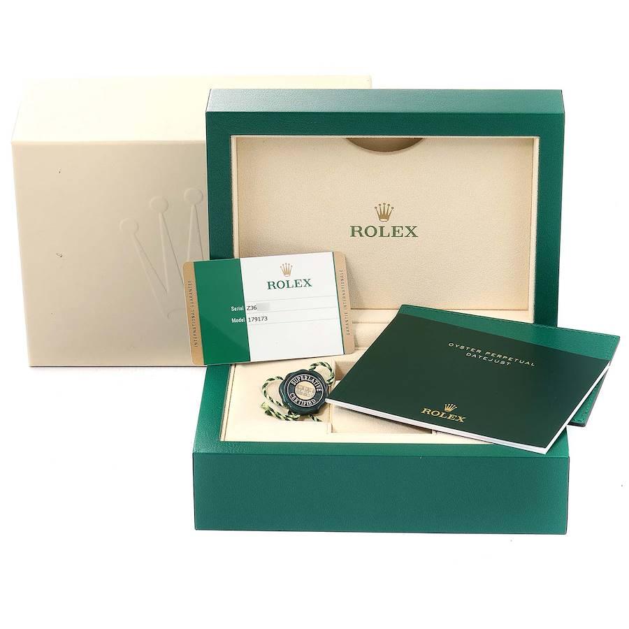 Rolex Datejust 26 Stahl Gelbgold Jade Diamant Zifferblatt Uhr 179173 Box Karte im Angebot 9