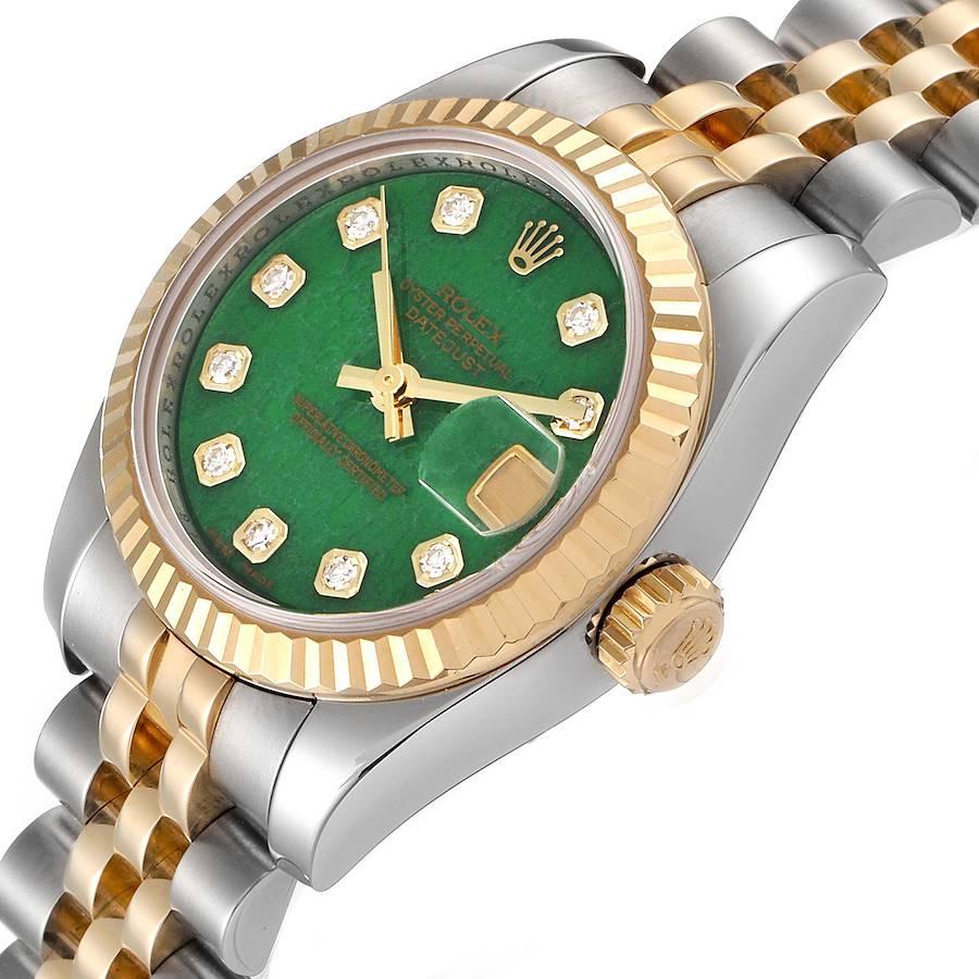 Rolex Datejust 26 Stahl Gelbgold Jade Diamant Zifferblatt Uhr 179173 Box Karte im Angebot 2