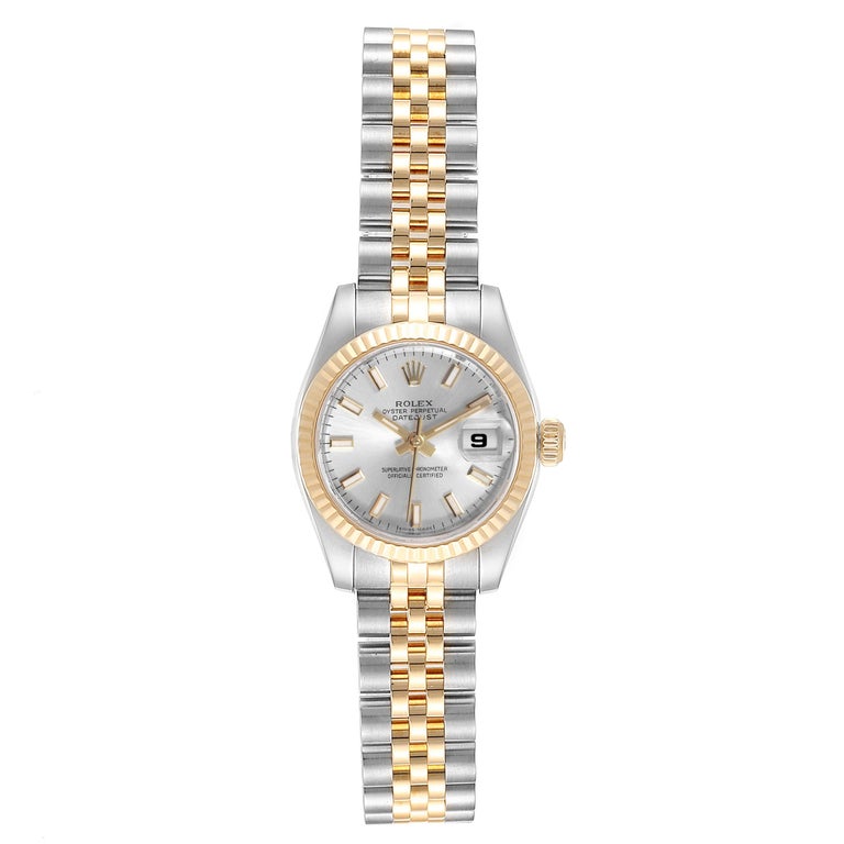 Rolex Datejust 26 Steel Yellow Gold Silver Dial Ladies Watch 179173 At 1stdibs