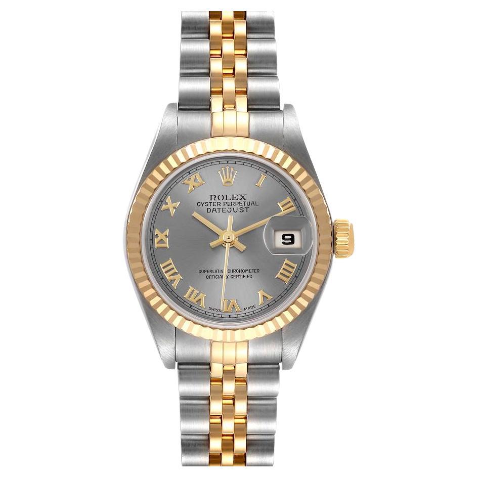 Rolex Datejust 26 Steel Yellow Gold Slate Dial Ladies Watch 79173 Box Papers For Sale
