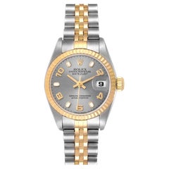 Rolex Datejust 26 Steel Yellow Gold Slate Dial Ladies Watch 79173 Box Papers