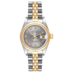 Rolex Datejust 26 Steel Yellow Gold Slate Dial Ladies Watch 79173 Papers