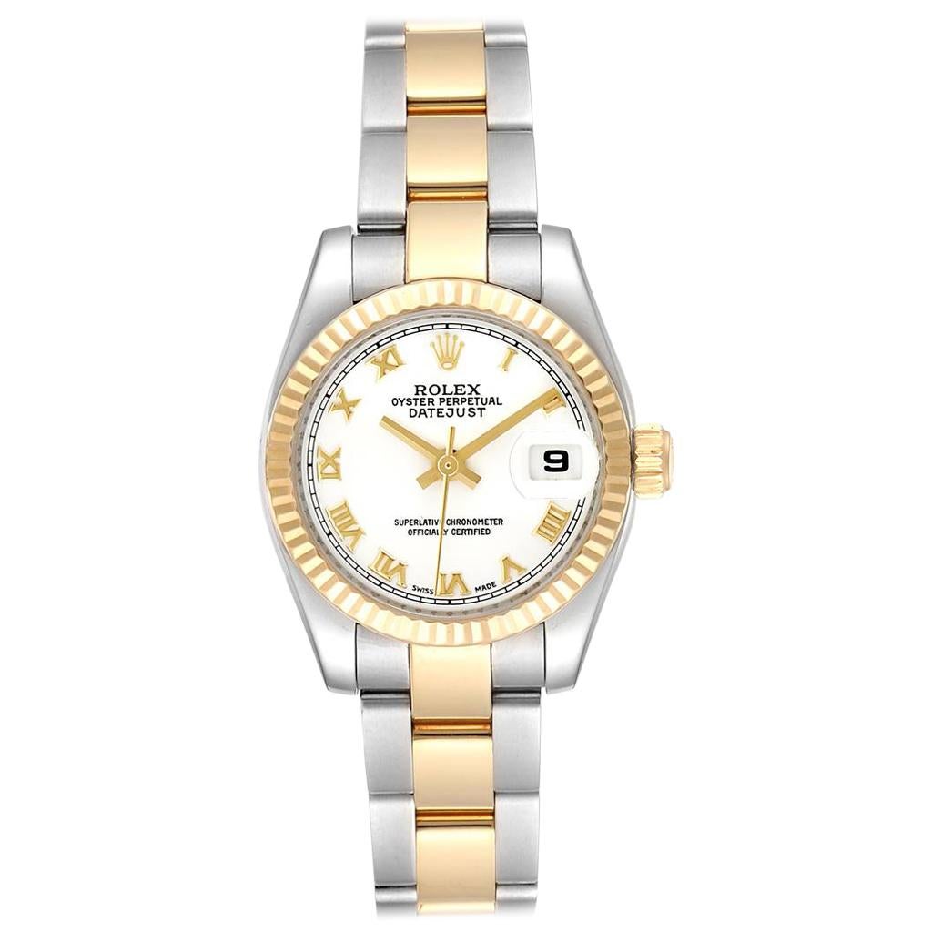 Rolex Datejust 26 Steel Yellow Gold White Dial Ladies Watch 179173 For Sale
