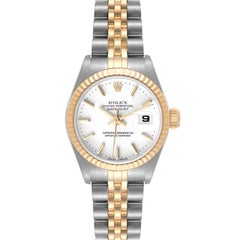 Rolex Datejust 26 Steel Yellow Gold White Dial Ladies Watch 79173 Box Papers