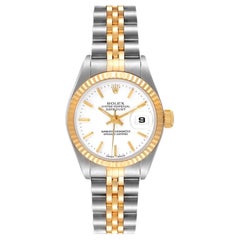 Rolex Datejust 26 Steel Yellow Gold White Dial Ladies Watch 79173 Papers