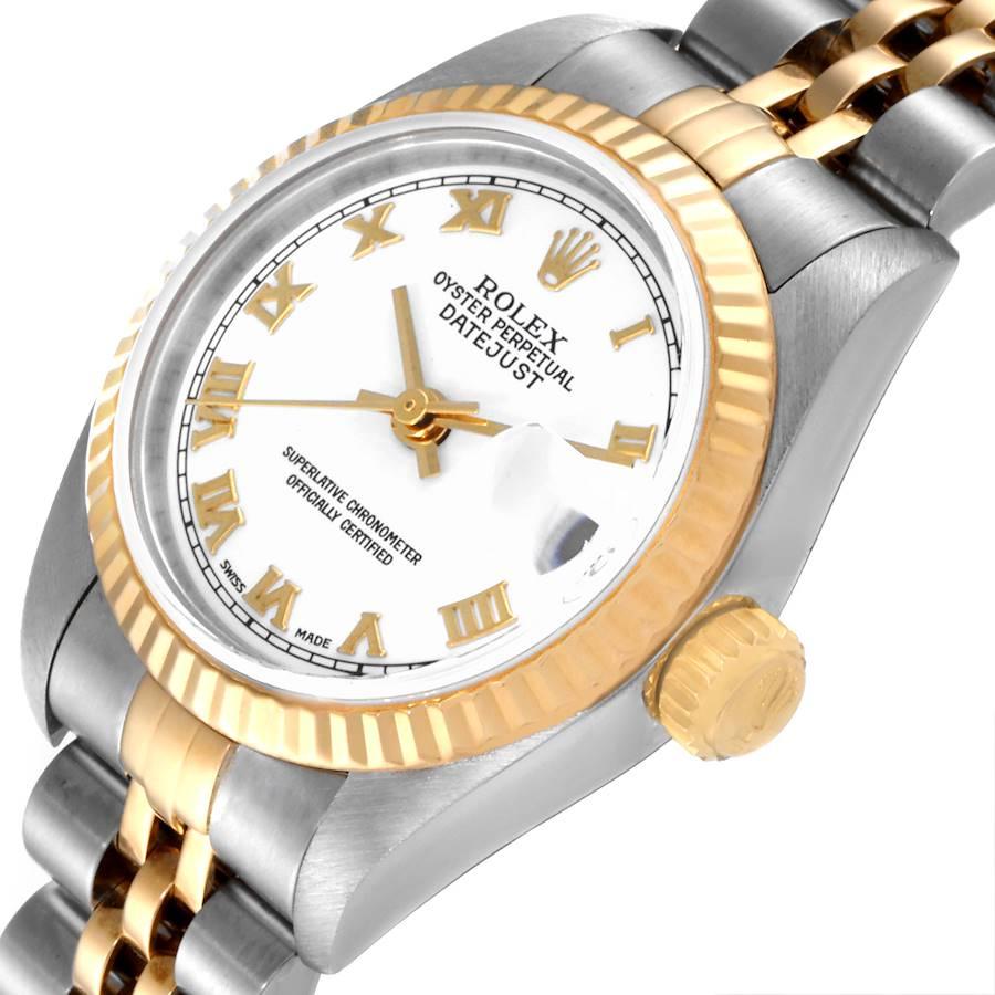 Rolex Datejust 26 Steel Yellow Gold White Roman Dial Ladies Watch 79173 1