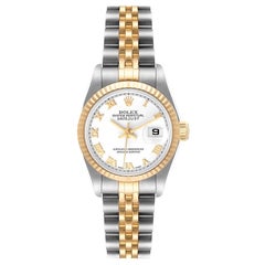 Rolex Datejust 26 Steel Yellow Gold White Roman Dial Mens Watch 79173