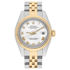 Rolex Datejust 26mm 179173 Two Tone Ladies Watch White Roman Dial Jubilee Band