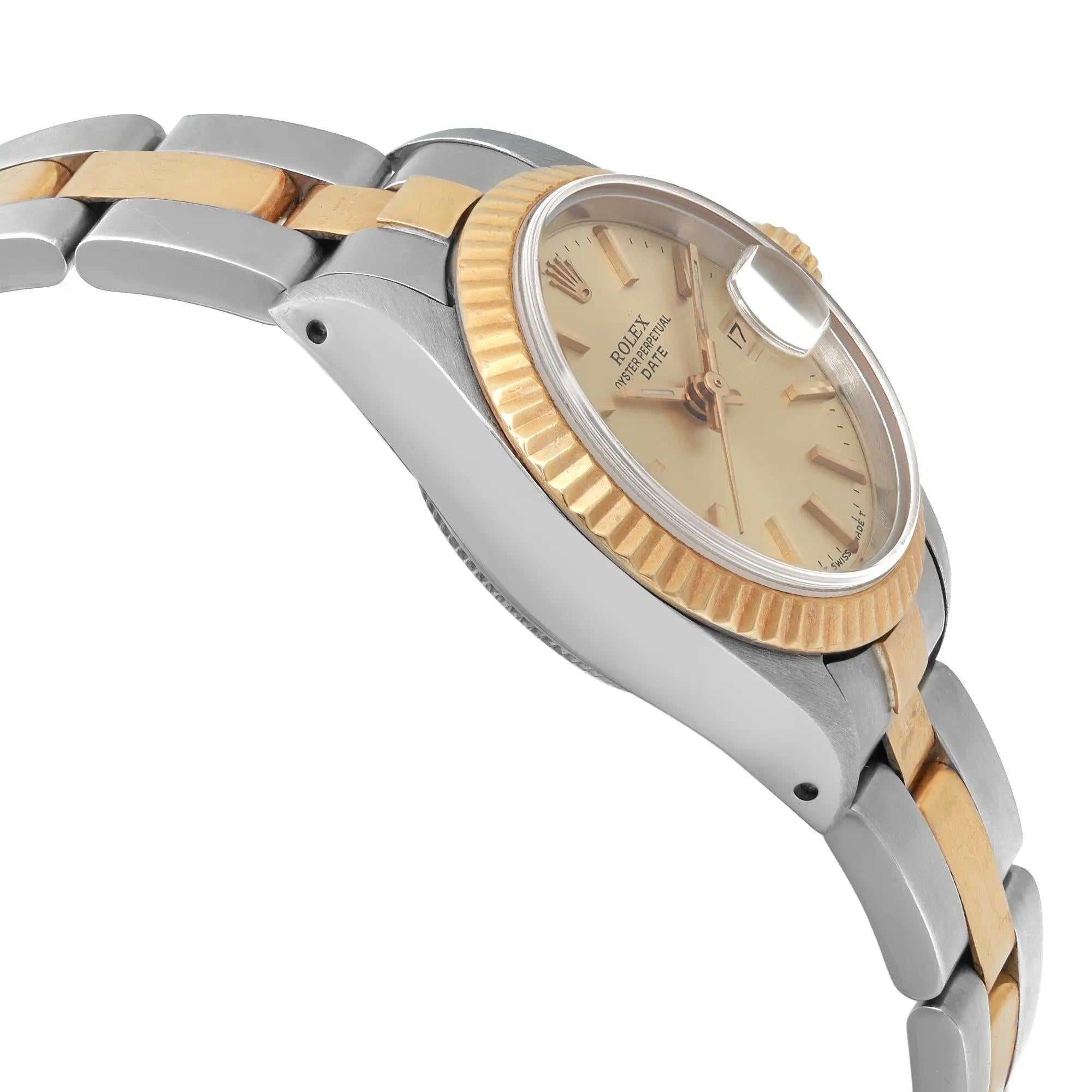 De las mujeres Rolex Datejust 26mm 18k Oro Acero Esfera Champán Correa Oyster Reloj Señora 69173 en venta