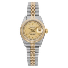 Rolex Datejust 26mm 18K Gold Stahl Champagner Roman Zifferblatt Damenuhr 69173