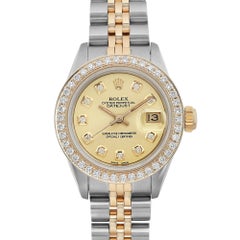 Rolex Datejust 26mm 18K Gold Steel Custom Diamond Dial Bezel Ladies Watch 69173