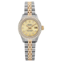 Rolex Datejust 26mm 18K Gold Steel Custom Diamond Dial Bezel Ladies Watch 69173