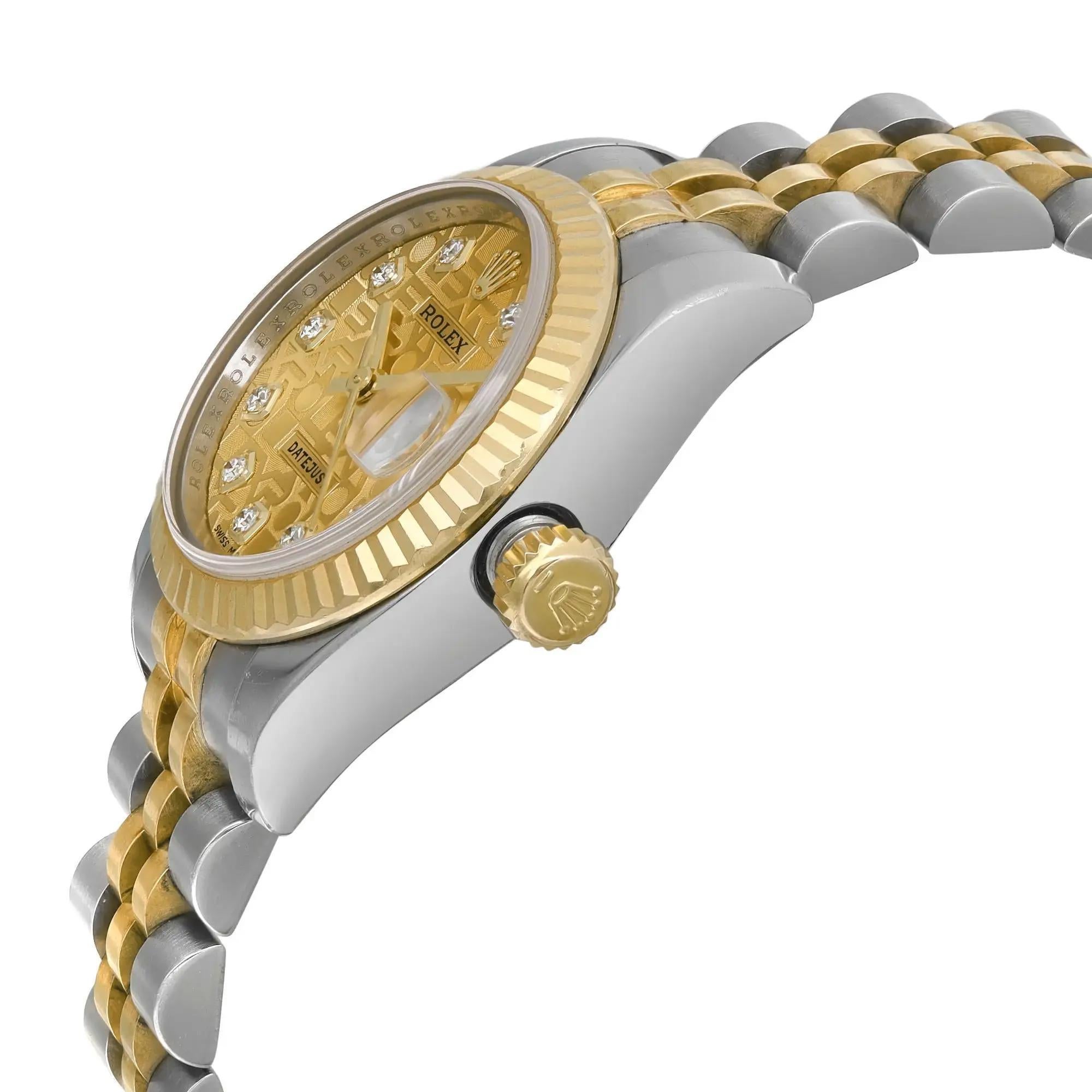 Rolex Datejust 26mm 18k Gold Steel Jubilee Dial Automatic Ladies Watch 179173 In Good Condition For Sale In New York, NY