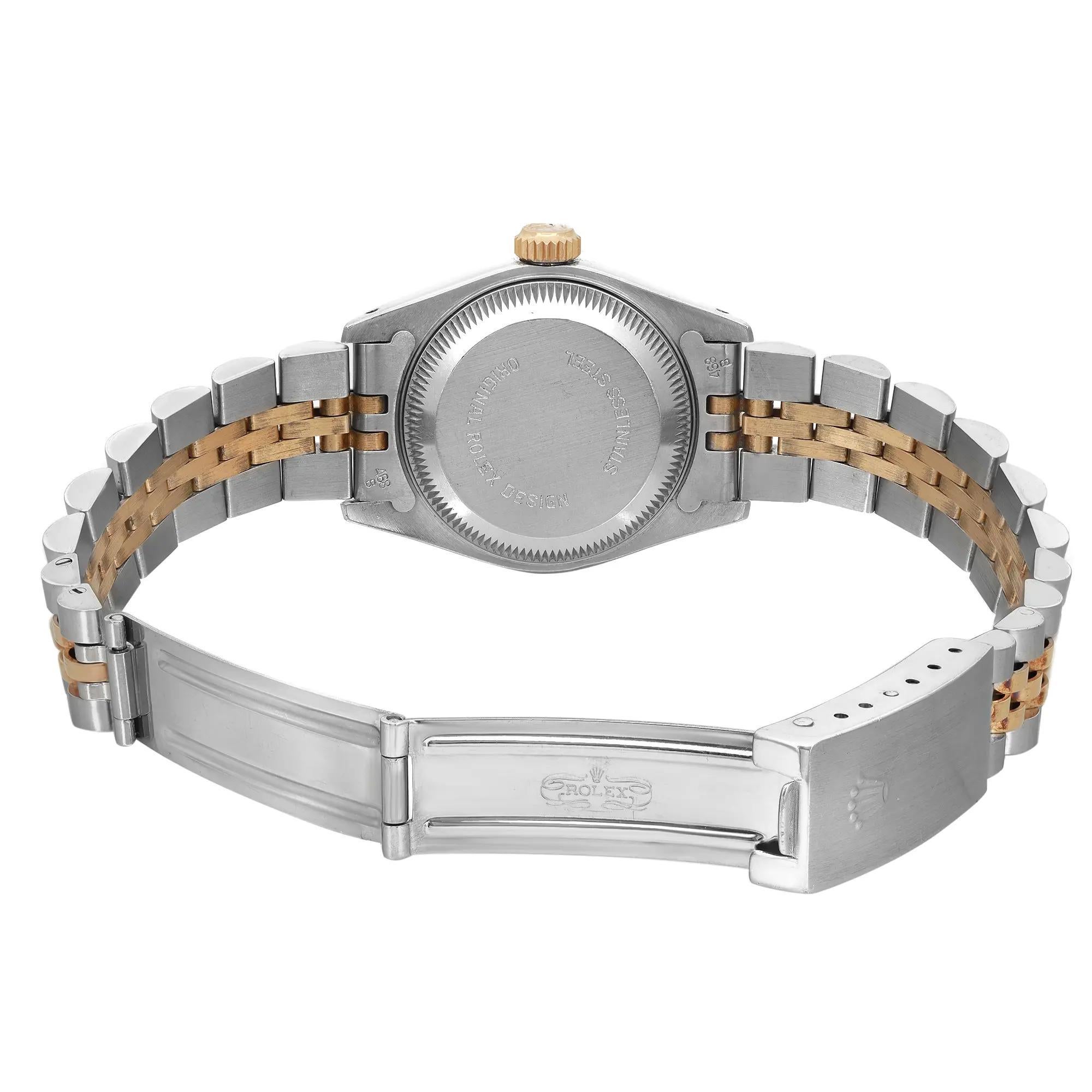 Rolex Montre Datejust 26 mm en or 18 carats avec cadran bleu marine et diamants personnalisée pour femmes 69173 en vente 2