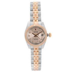 Rolex Datejust 18k Rose Gold Steel Diamond Dial Ladies Watch 179171