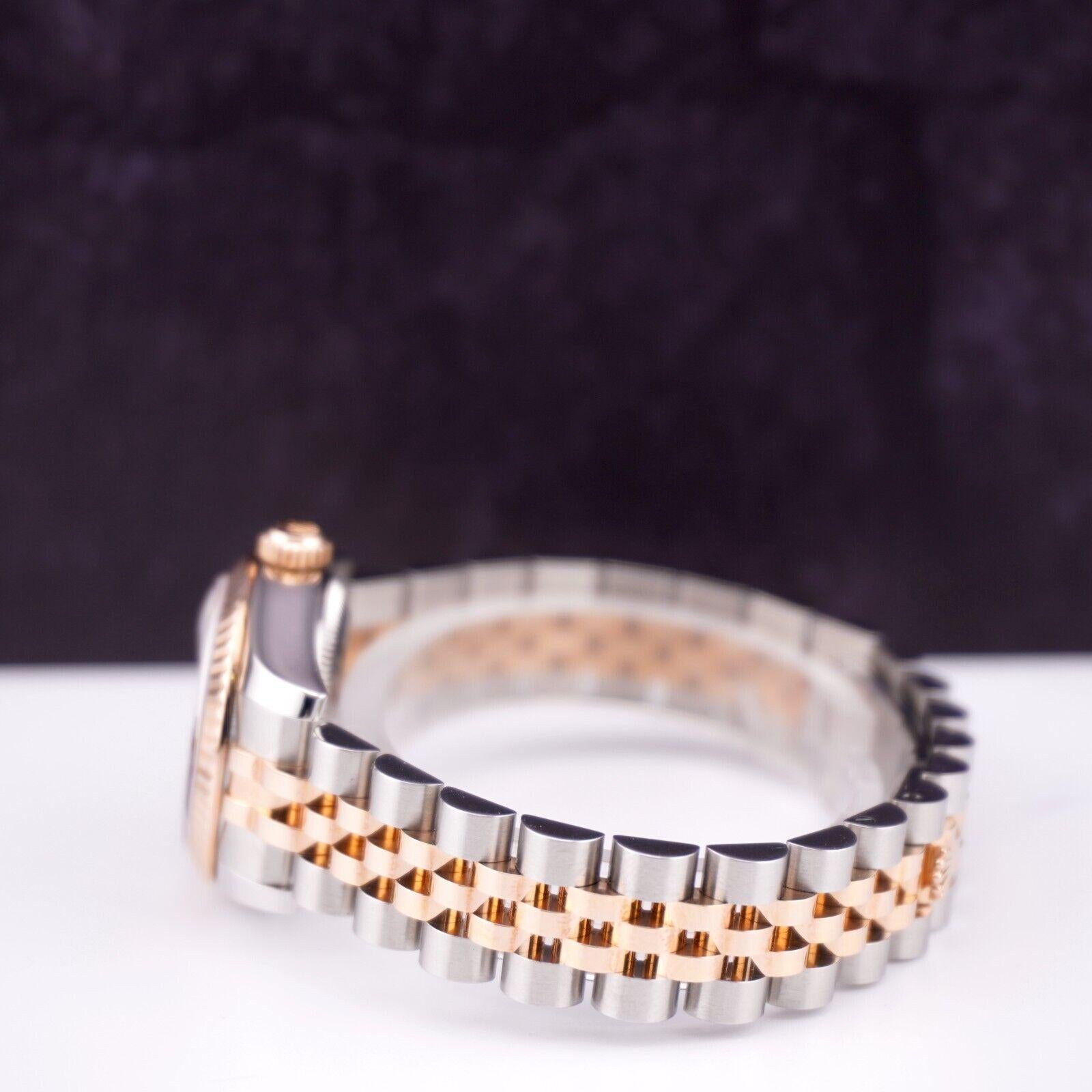 Rolex Datejust 26mm 18k Rose Gold & Steel Fluted Jubilee Black Dial Watch 179171 For Sale 1