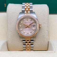 Rolex Datejust 26mm 18k Rose Gold Steel Jubilee Diamond Dial Watch 179171