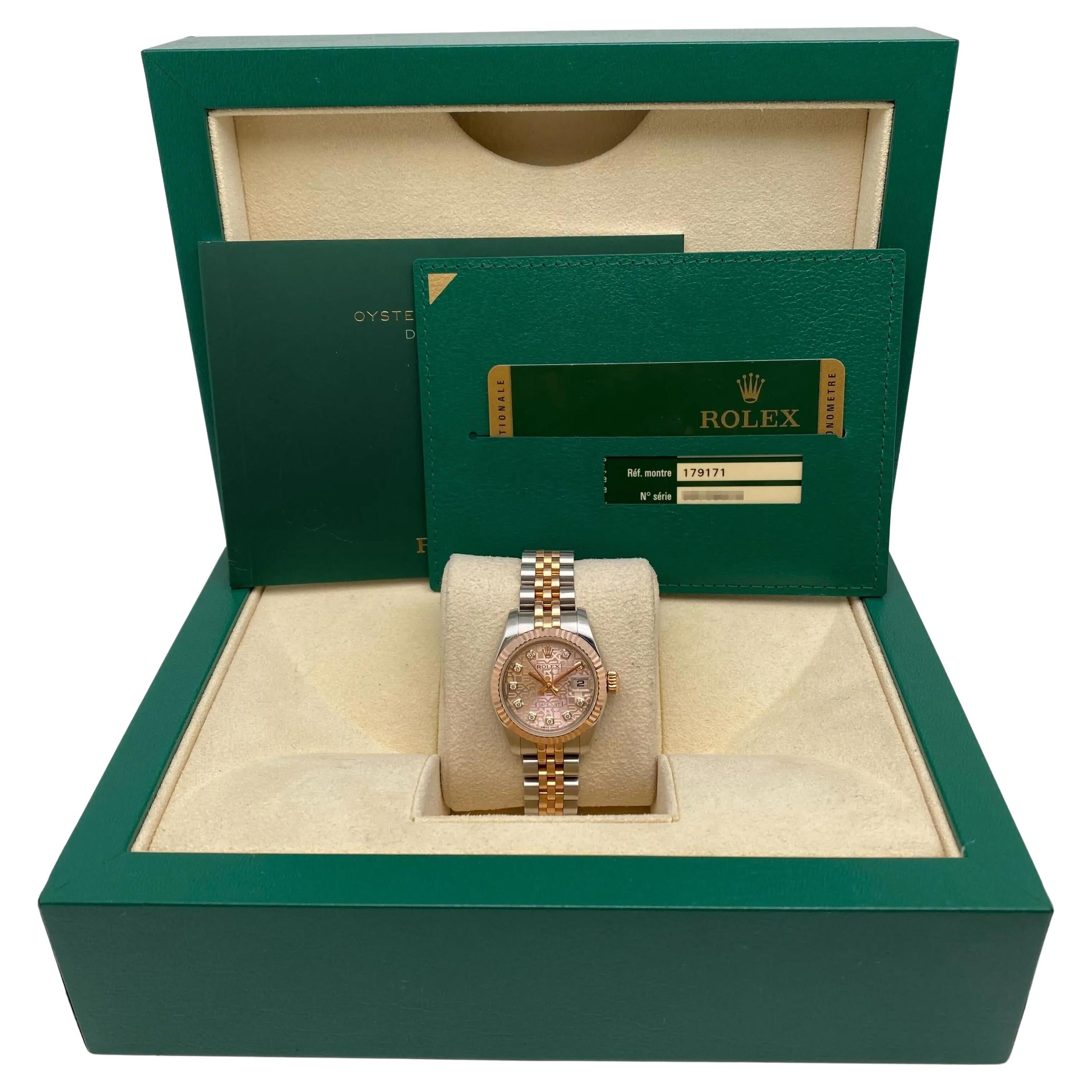 Rolex Datejust 26mm 18k Rose Gold Steel Jubilee Diamond Dial Orologio 179171
