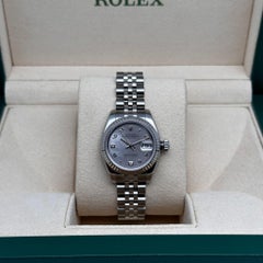 Rolex Datejust 26mm 18K White Gold Steel MOP Diamond Gray Dial Watch 179174