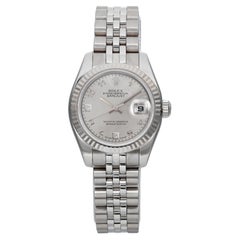 Rolex Datejust 26mm 18K White Gold Steel MOP Diamond Gray Dial Watch 179174