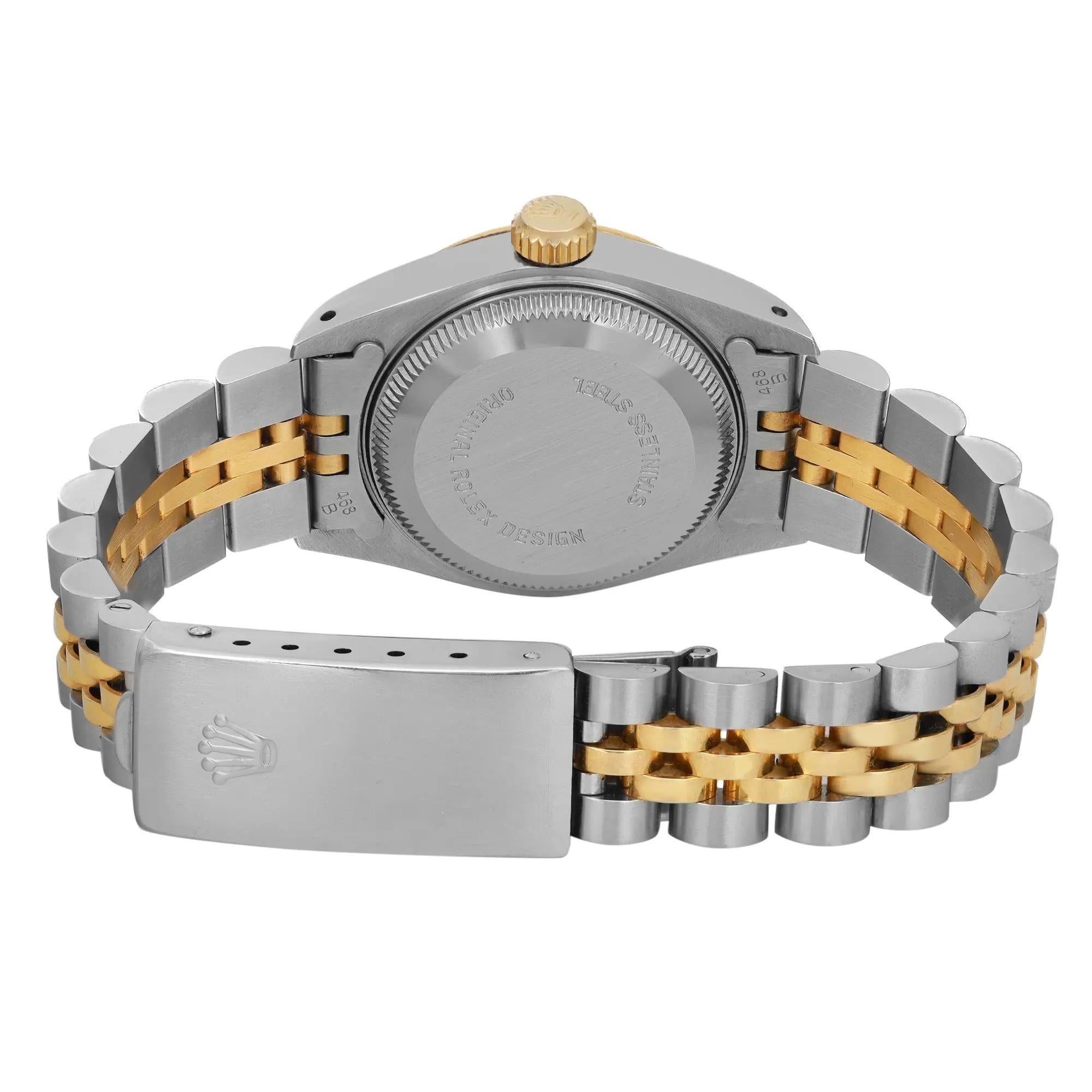 Rolex Datejust 26mm 18k Yellow Gold Custom Diamond Dial Bezel Ladies Watch 69173 1