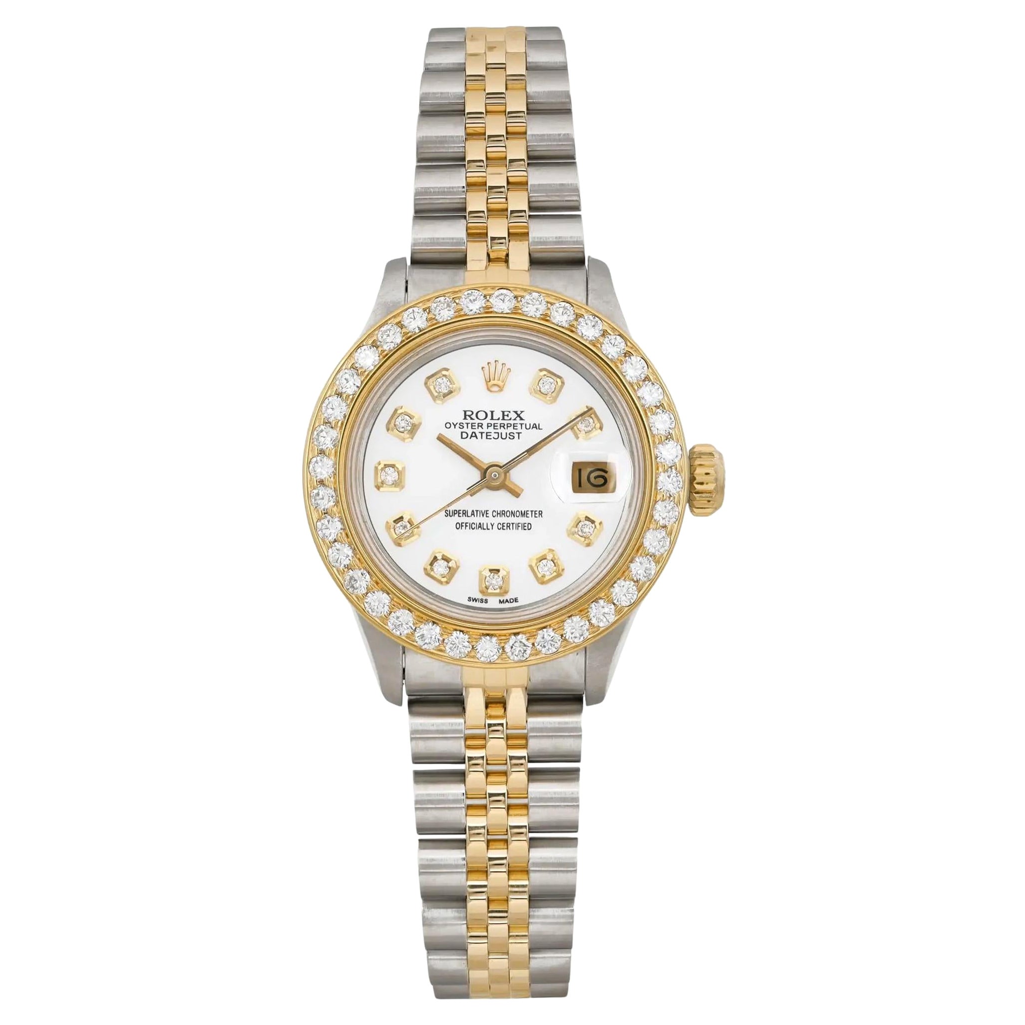 Rolex Datejust 26mm Oro Amarillo 18k Personalizado Esfera Diamante Bisel Reloj Señora 69173