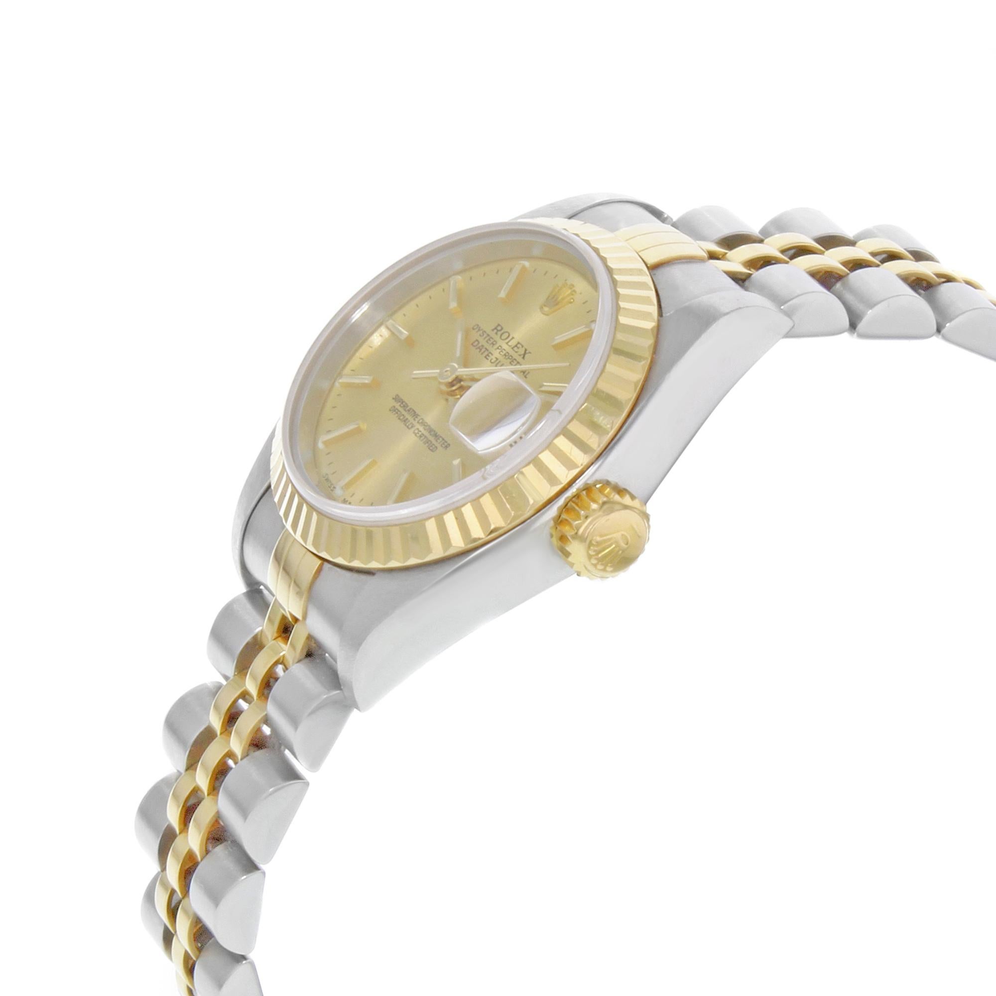 Rolex Datejust 26mm 18K Yellow Gold Steel Champagne Dial Automatic Watch 79173 For Sale 1