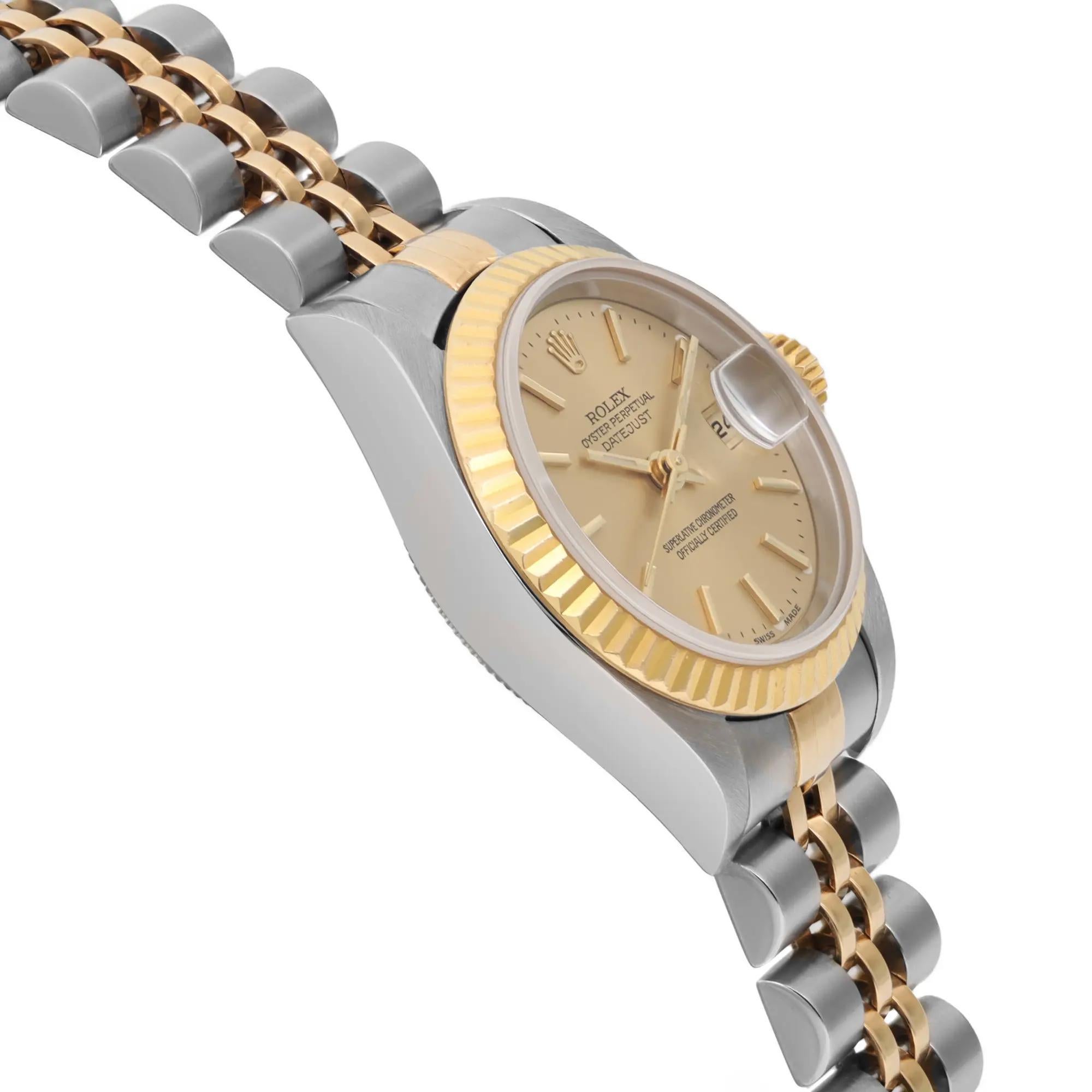 Rolex Datejust 26mm 18K Yellow Gold Steel Champagne Dial Automatic Watch 79173 For Sale 4