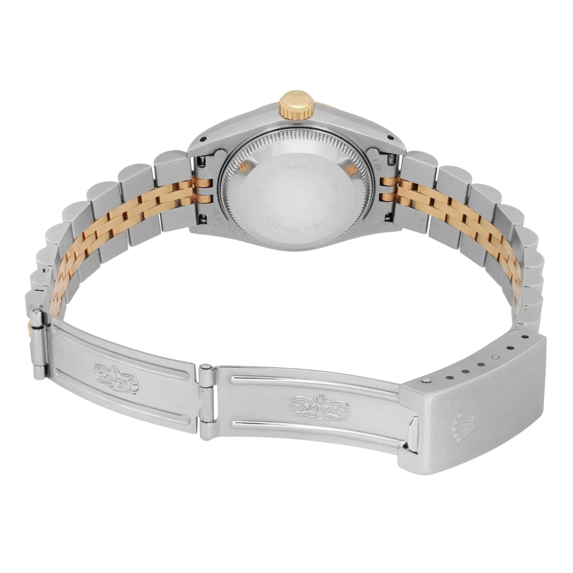Rolex Datejust 26mm 18k Yellow Gold Steel Diamond Dial Ladies Watch 69173 in vendita 1