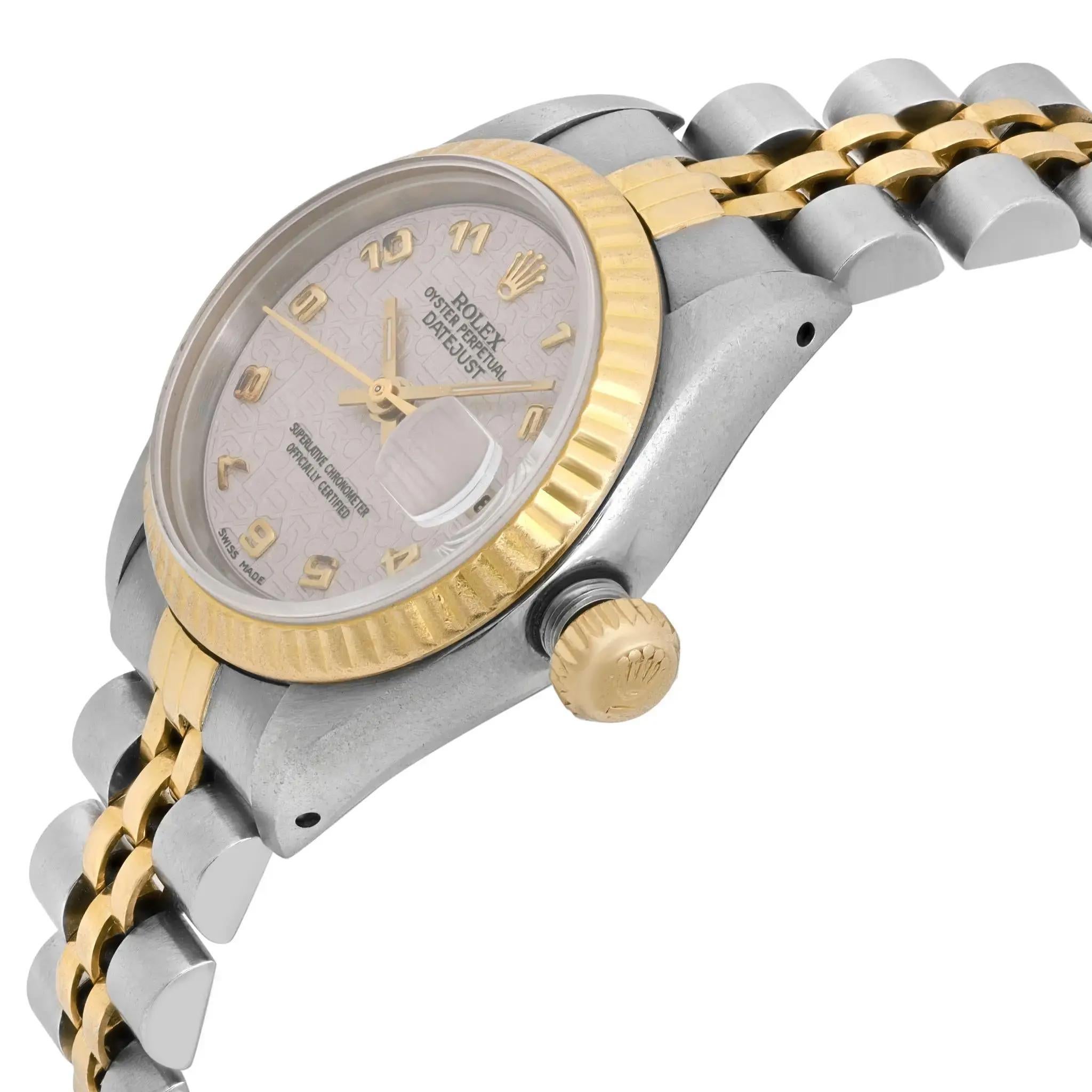 Montre Rolex Datejust 26MM Or jaune 18K Acier Jubilé Cadran Crème 69173 Bon état - En vente à New York, NY