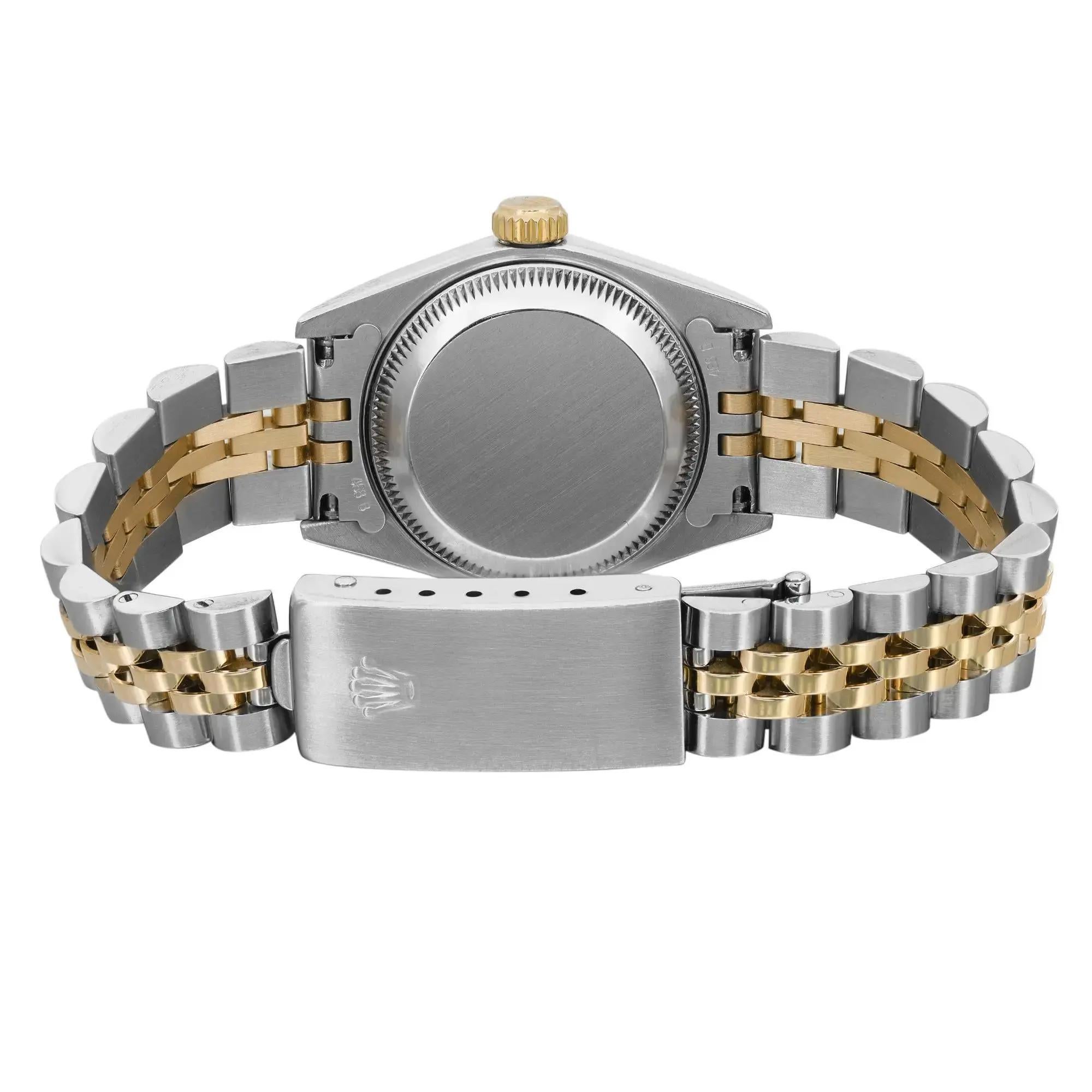 Rolex Datejust 26mm 18K Yellow Gold Steel No Holes Champagne Dial Watch 69173 In Good Condition For Sale In New York, NY