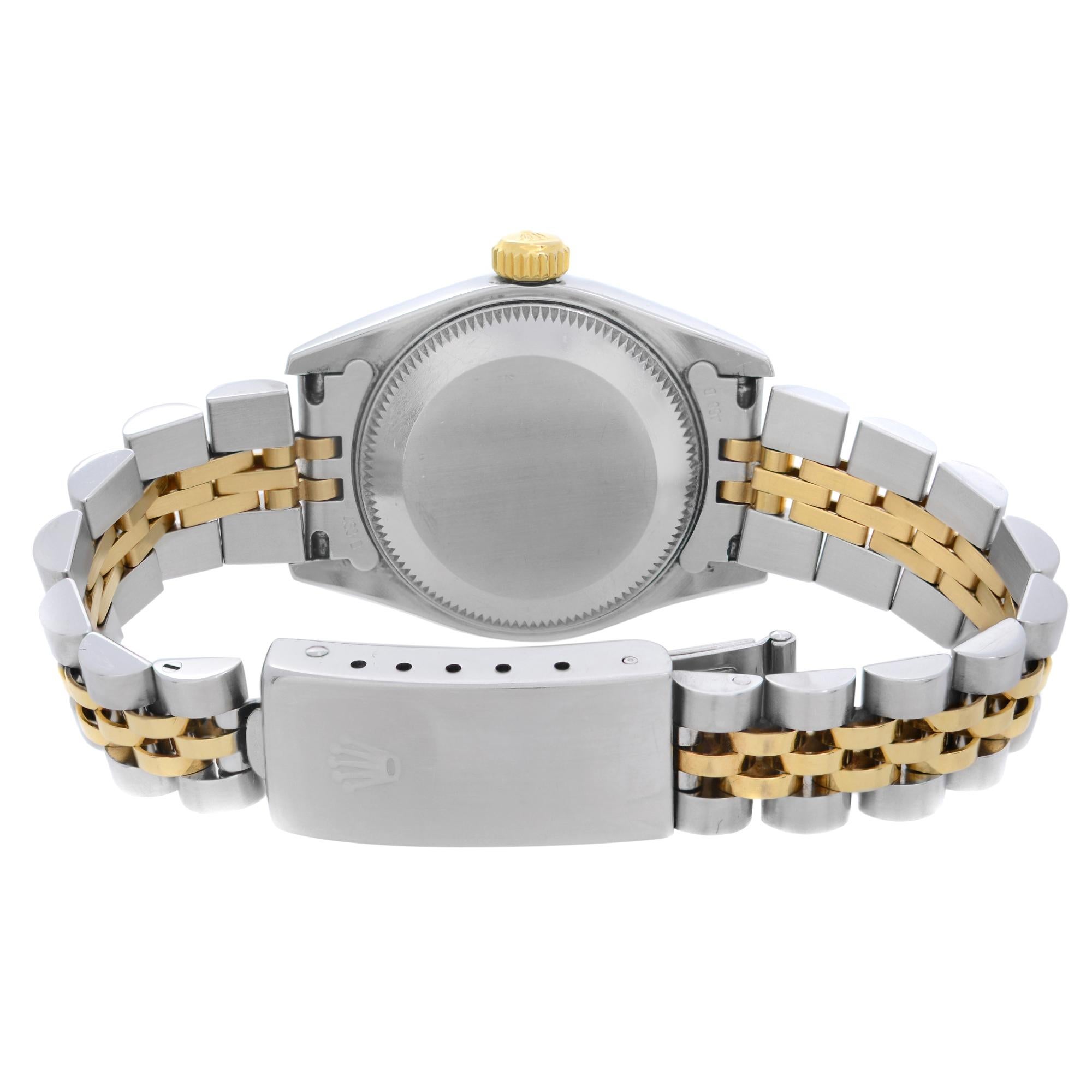 Rolex Datejust 18K Yellow Gold Steel White Diamond Dial Ladies Watch 69173 1